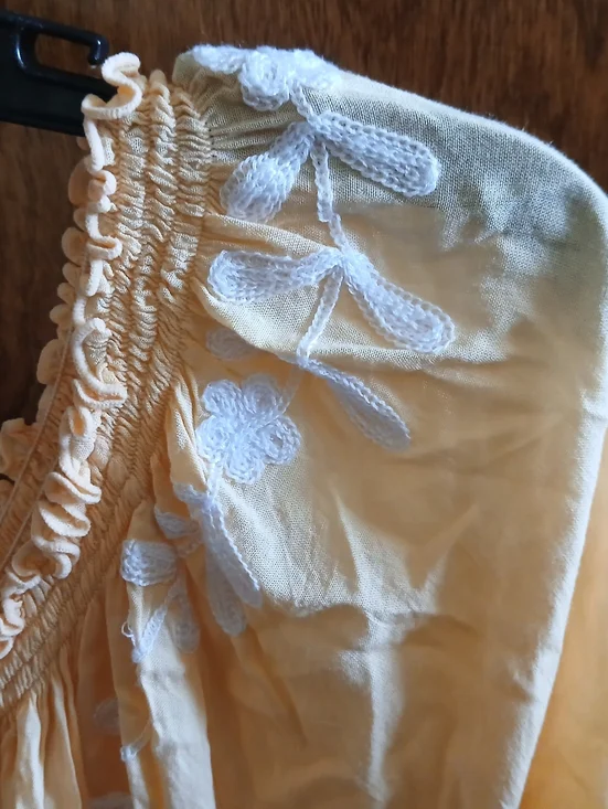 NWOT/ GAYA peach embroidered semi-sheer mini dress - Picture 4 of 9